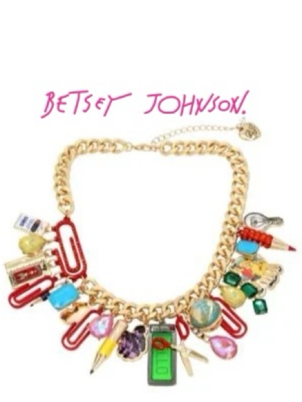 BETSEY JOHNSON school charms drama necklace